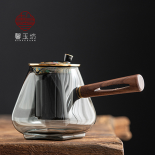 加厚玻璃煮茶壶木把泡茶壶陶瓷过滤内胆耐高温煮茶器电陶炉加热