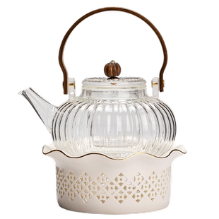 玻璃煮茶壶温茶炉套装家用蜡烛加热煮茶炉提梁壶茶水保温围炉煮茶