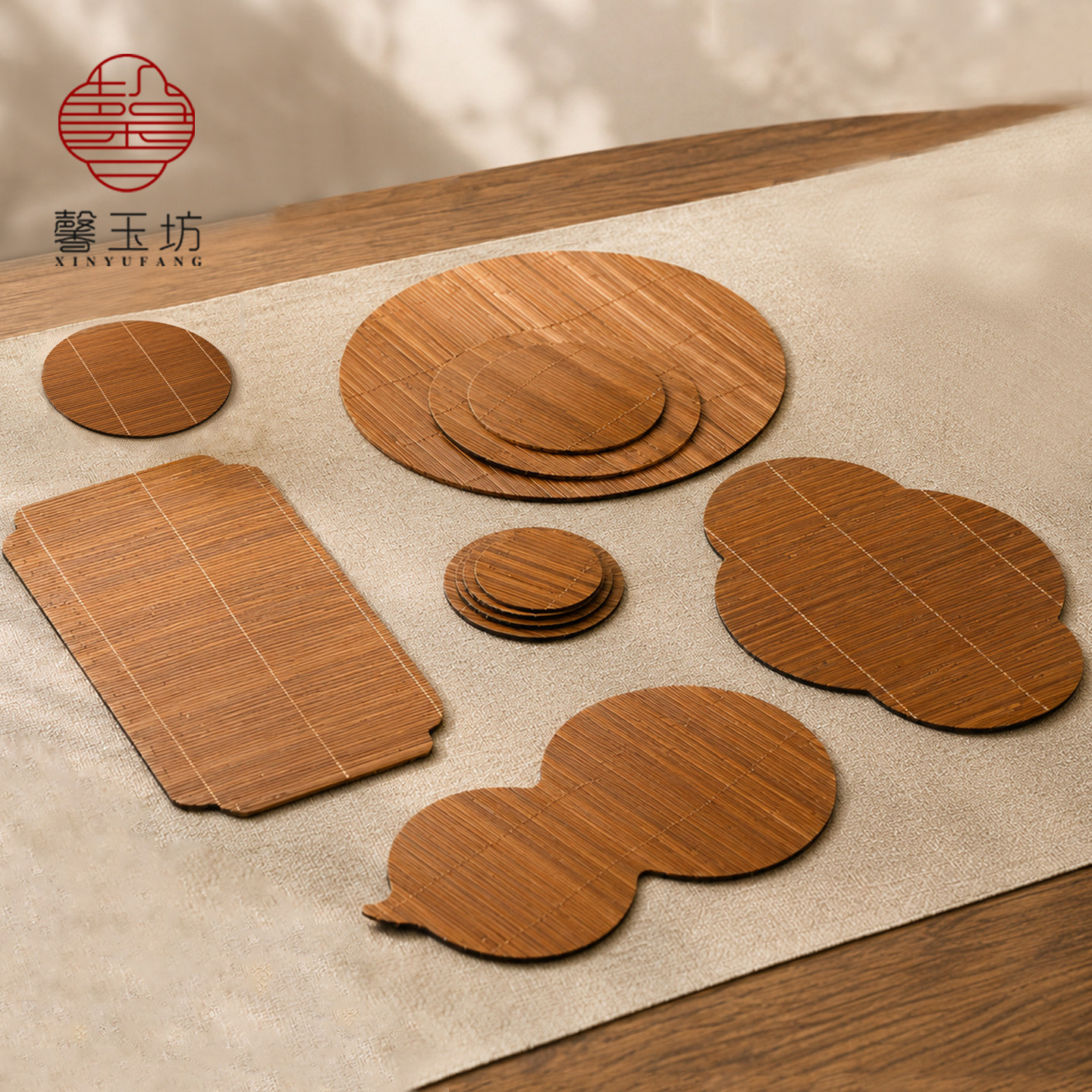 中式竹席茶垫单个多种形状茶席隔热防烫壶垫杯垫功夫茶具铺陈配件