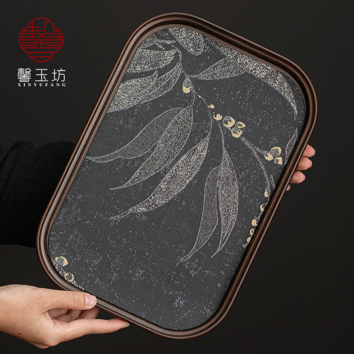 复古风布艺茶席加竹制茶托盘套装禅意干泡茶盘茶具收纳盘首饰看盘