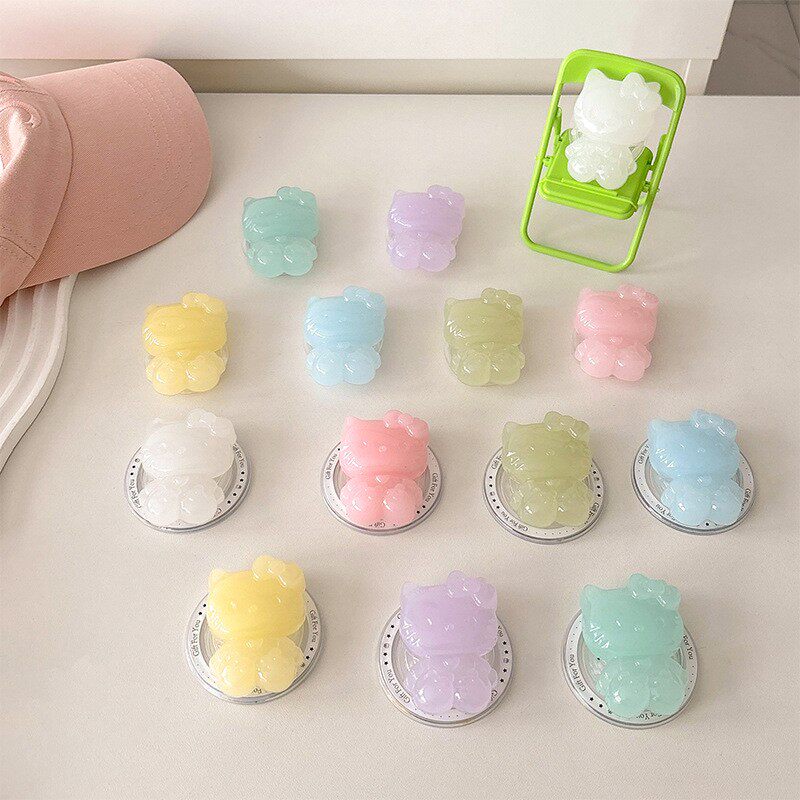 果冻色手机气囊支架背贴磁吸可伸缩卡通KT猫可爱女款桌面支撑便携