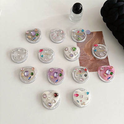 彩色宝石水钻爱心手机气囊支架高级感ins风磁吸Magsafe桌面支撑架