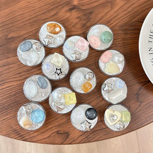 银色锡纸纹爱心宝石星星水钻气囊支架粘贴式指环女孩生日礼品