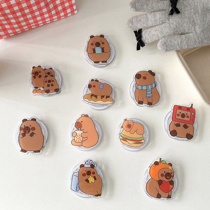 卡通动漫简约创意水豚可伸错强力磁吸背贴手机气囊支架可爱女搞怪