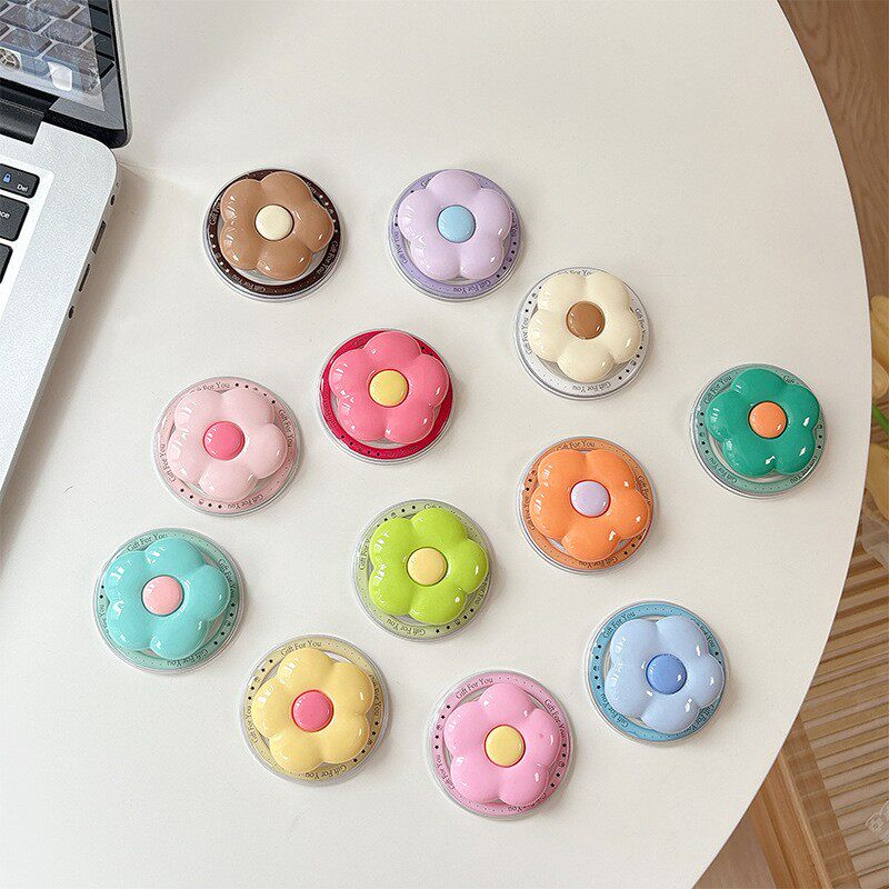 纯色泫雅风花朵手机气囊支架磁吸magsafe稳固伸缩桌面看追剧支撑