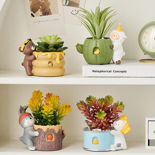 可爱多肉小盆栽仿真绿植ins风创