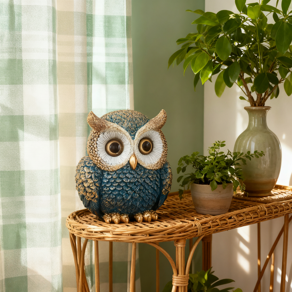 可爱猫头鹰桌面摆件家居装饰品手工编织动物造型工艺品,家居饰品,桌面摆件,淘宝优惠券,粉丝福利购,淘宝优惠卷