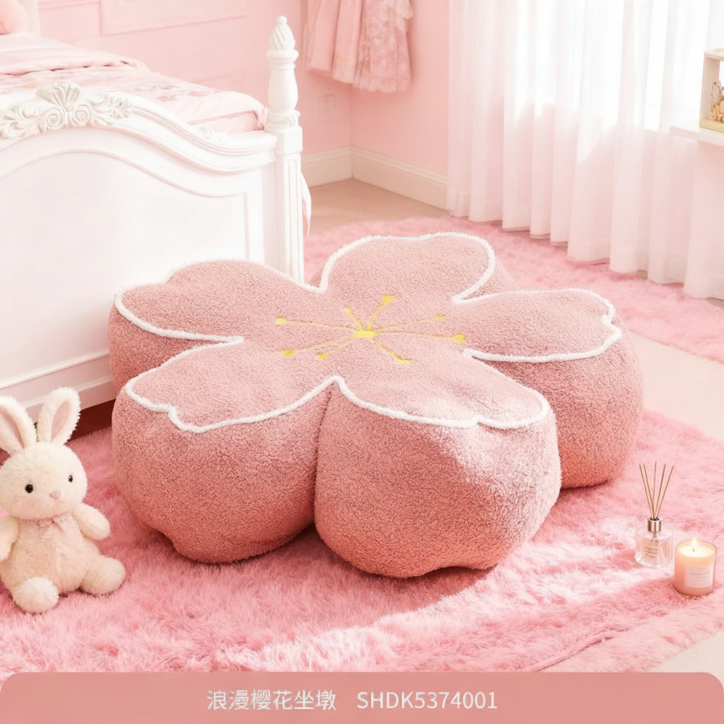 浪漫樱花坐墩珊瑚绒家居装饰粉色甜美风卧室客厅蒲团,住宅家具,鼓墩/绣墩,淘宝优惠券,粉丝福利购,淘宝优惠卷