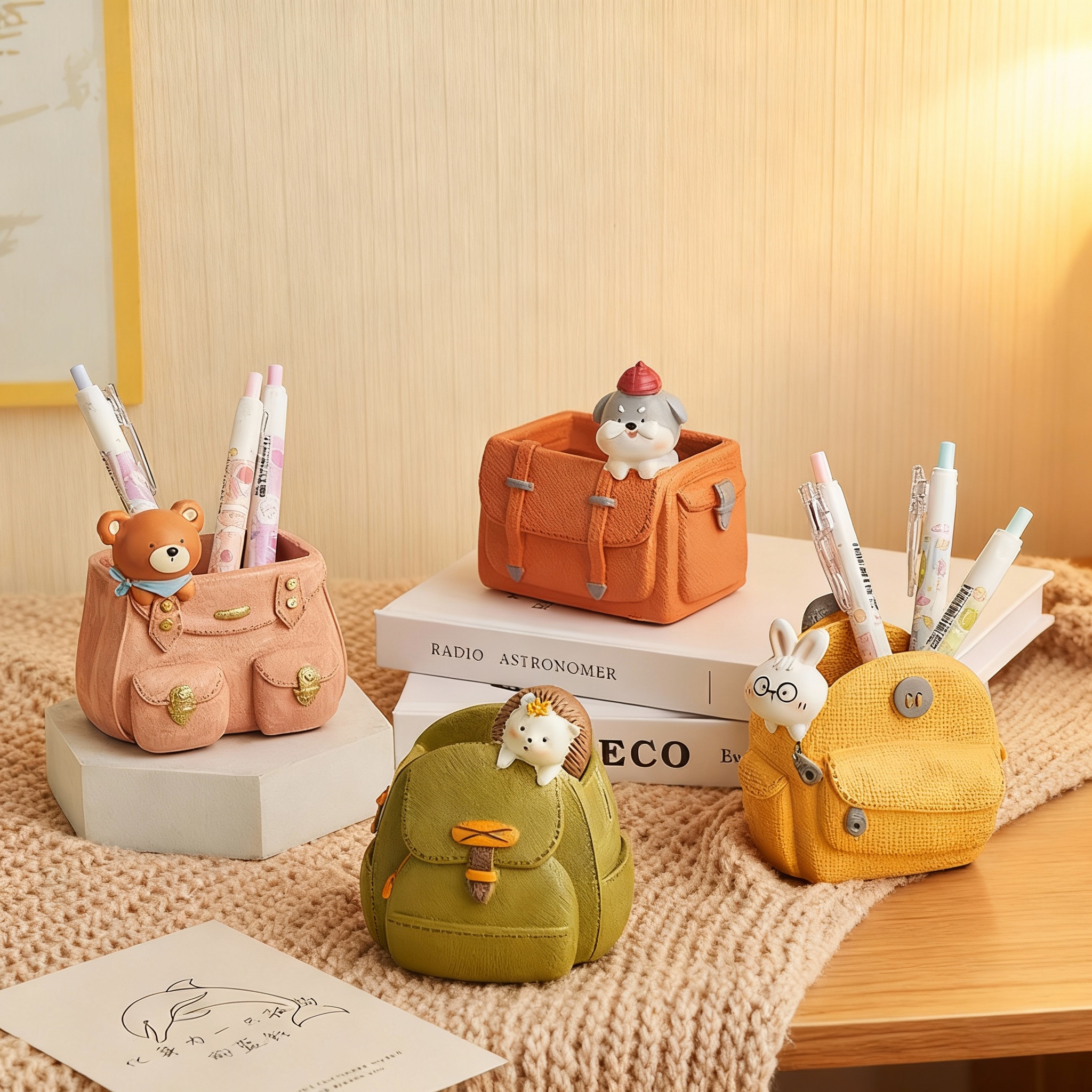 可爱卡通动物笔筒桌面收纳盒