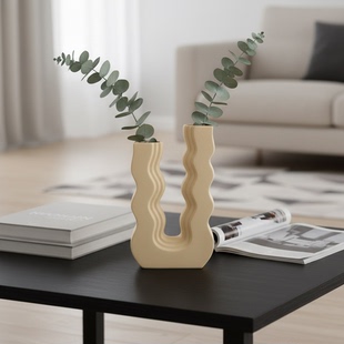 现代简约波浪造型花瓶摆件家居装饰品客厅茶几创意花器