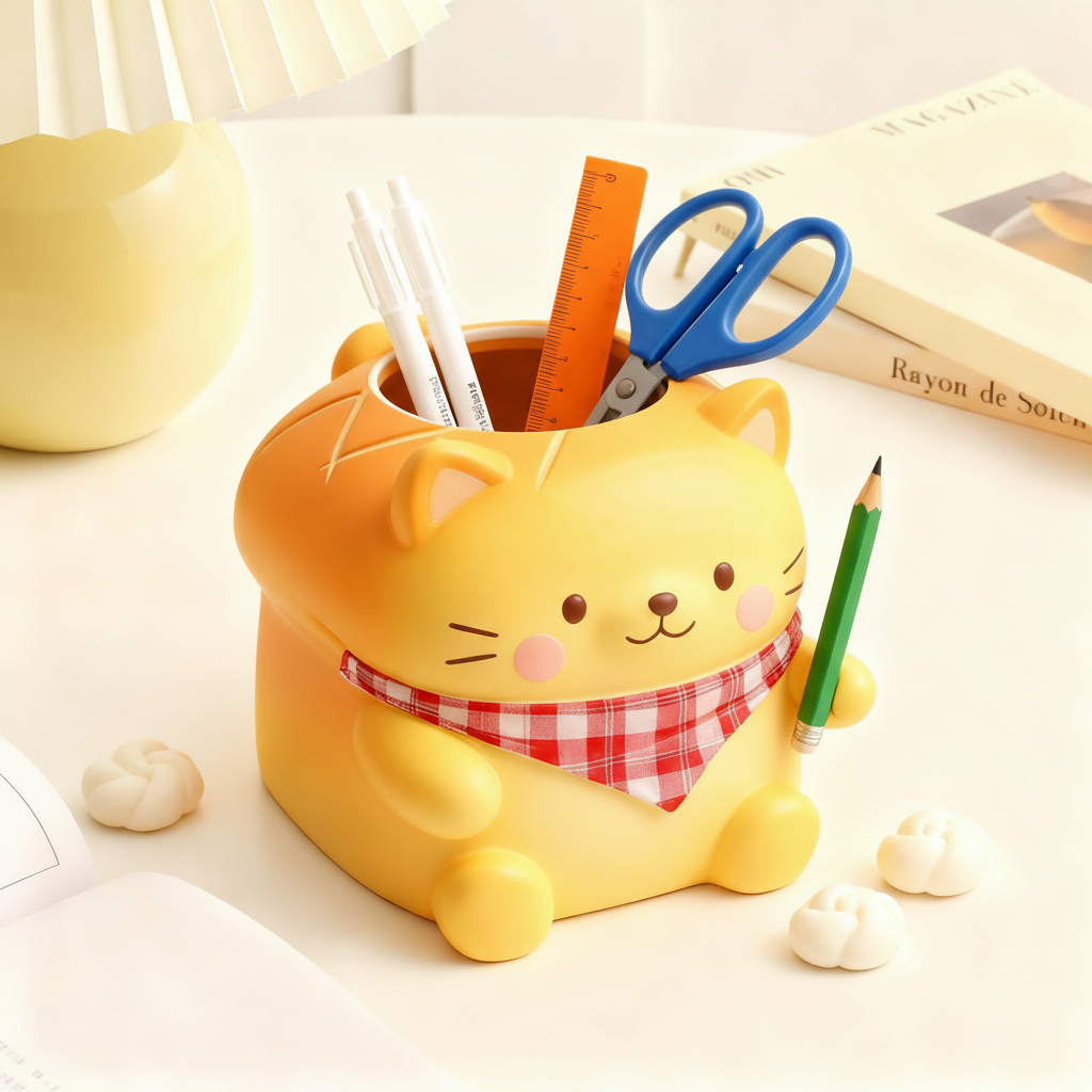 可爱猫咪造型笔筒桌面收纳盒