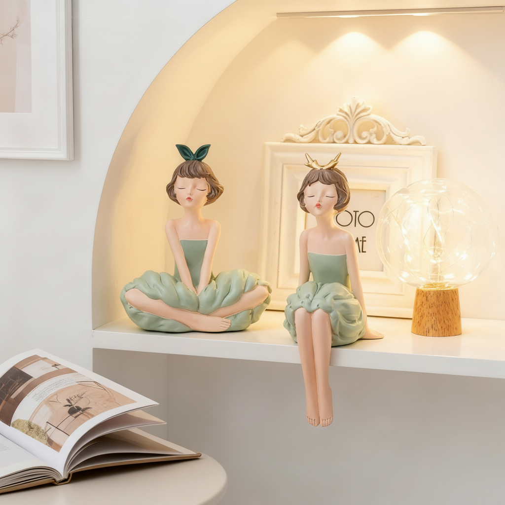 芭蕾风双人瑜伽女孩摆件