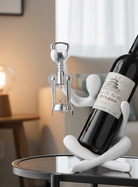 创意人物造型不锈钢红酒架摆件