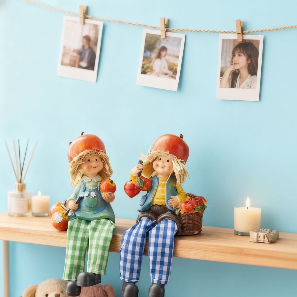 田园风南瓜帽娃娃桌面摆件