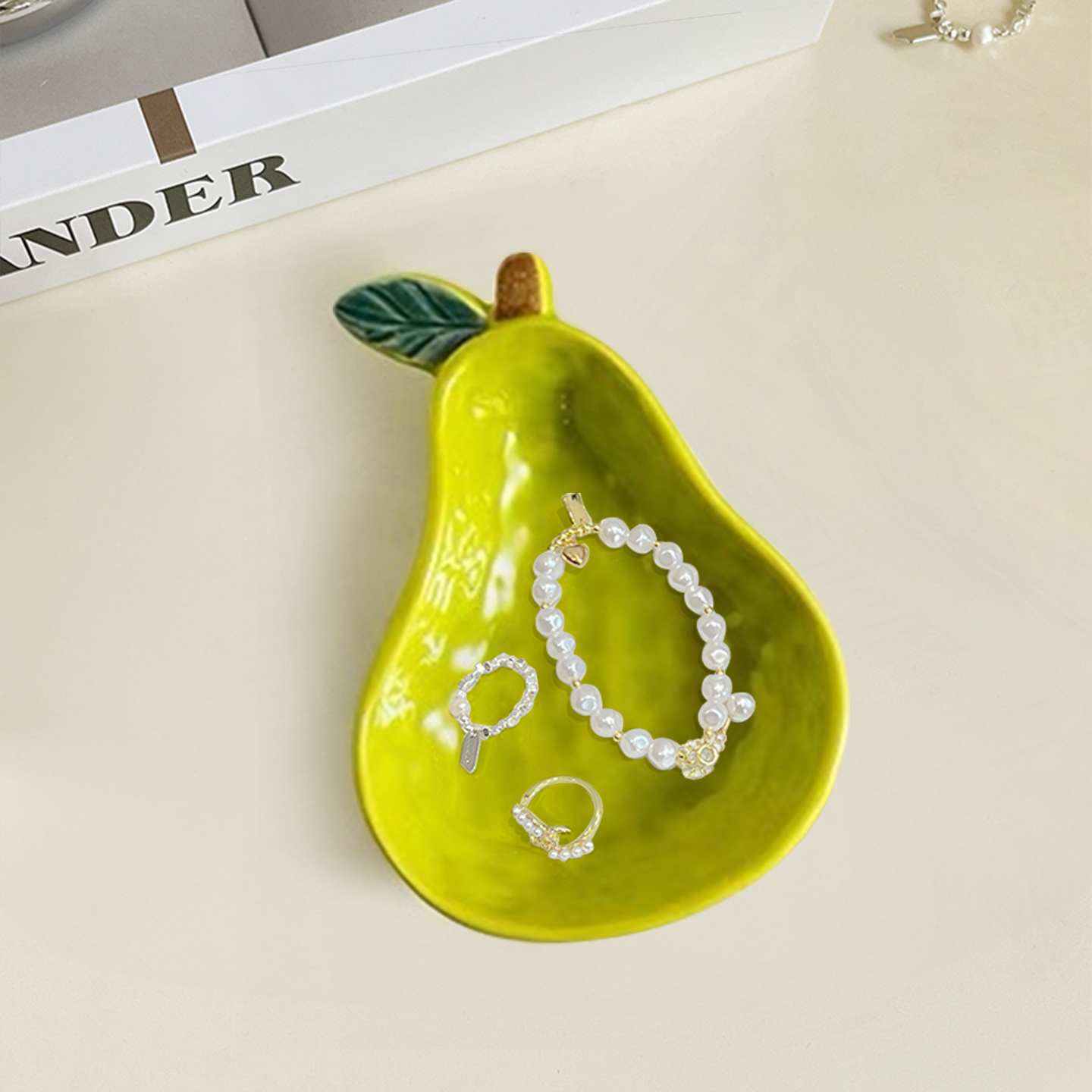 水果蔬菜桌面收纳托盘陶瓷入户玄关钥匙梳妆台首饰高级感小众创意