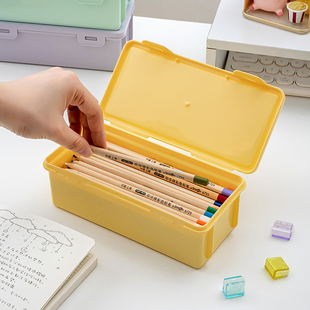 桌面文具收纳盒大容量铅笔收纳盒彩铅蜡笔画笔马克笔学生笔盒笔筒