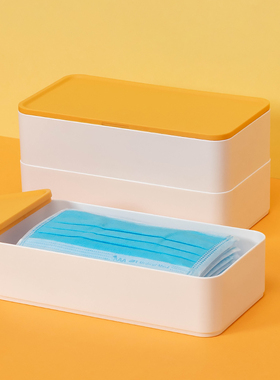 口罩盒收纳盒家用玄关暂存口鼻罩耳大容量防尘整理多功能桌面收纳