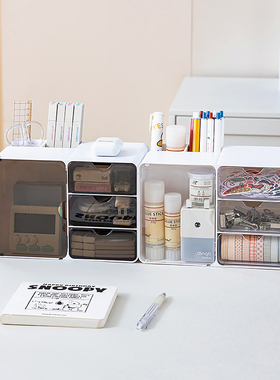 桌面收纳盒抽屉式办公室学生宿舍杂物储物笔筒文具盒化妆品置物架