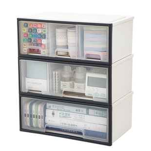 桌面收纳盒办公室杂物收纳柜化妆品置物架抽屉式书桌透明整理盒子