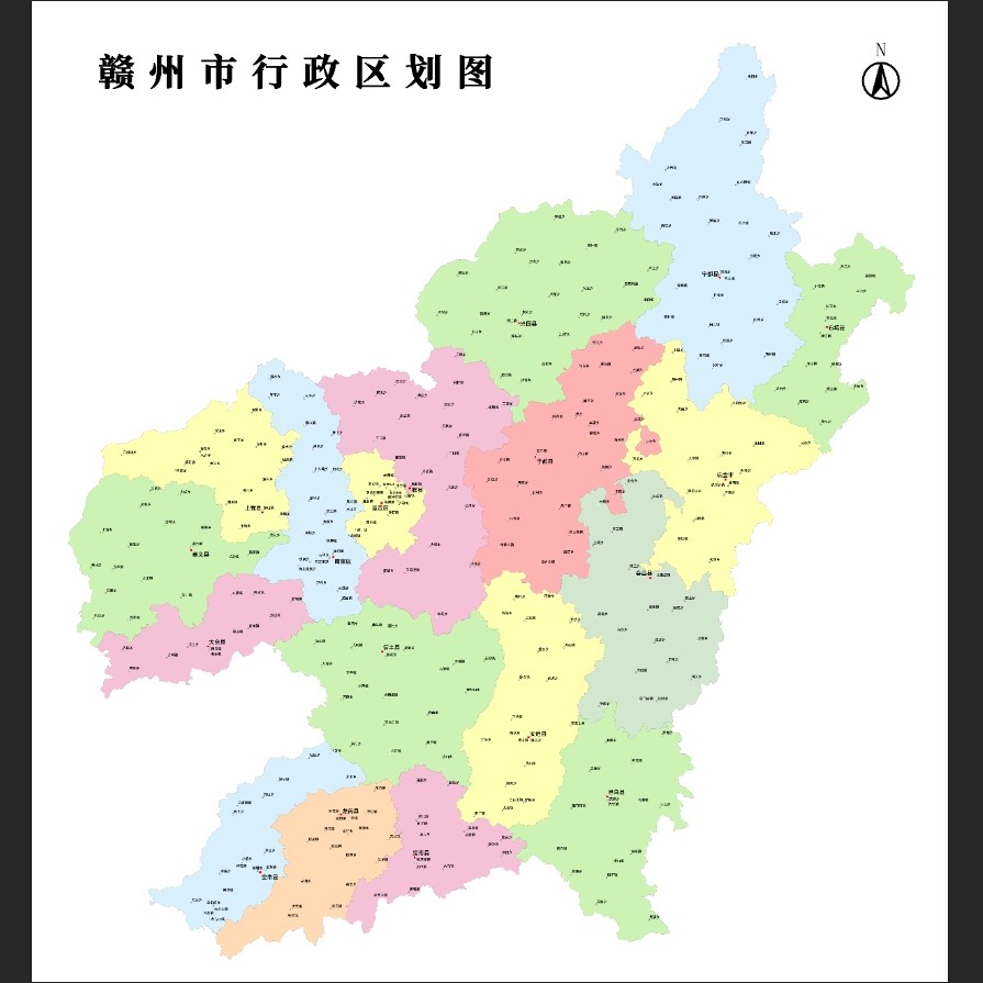 江西省赣州市行政区划地图高清电子版县街道交通路线素材设计文件