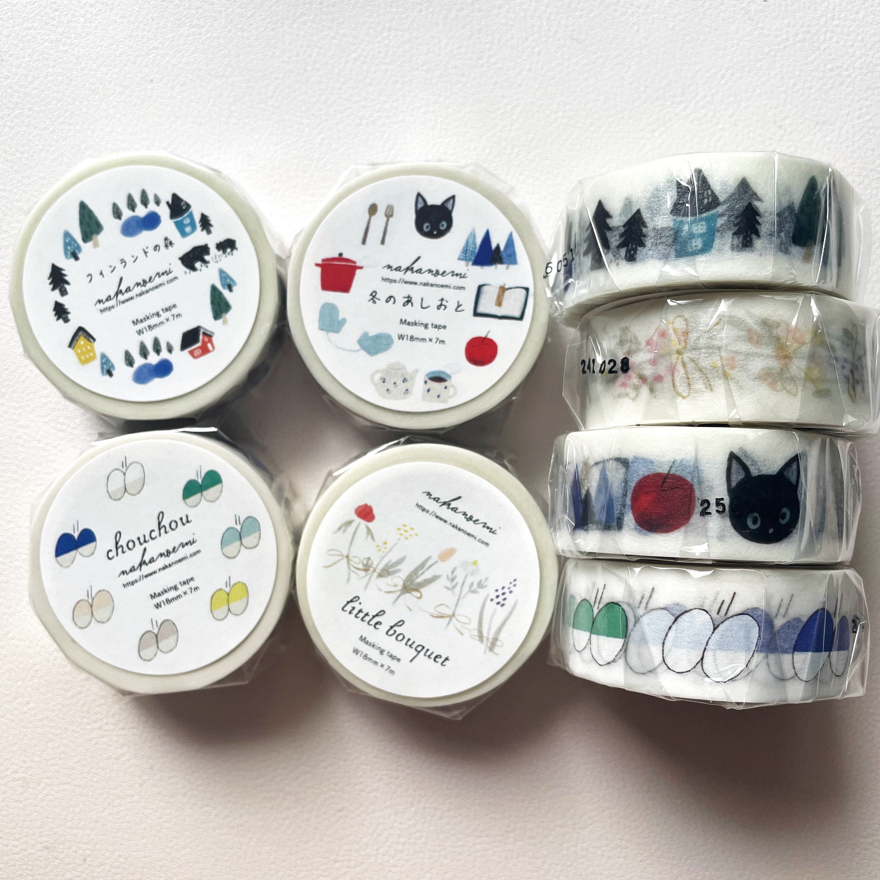 【现货】日本nakanoemi chouchou蝴蝶 黑猫小森林小花束和纸胶带