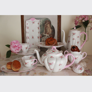 婚礼小玫瑰 BonheurAntique 英国 shelley 下午茶套组 茶壶杯碟