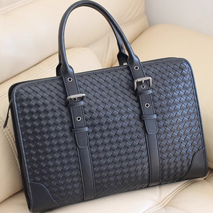 男士公文包真皮纯牛手提拎包纯手工编织制男包包精品时尚男生横版
