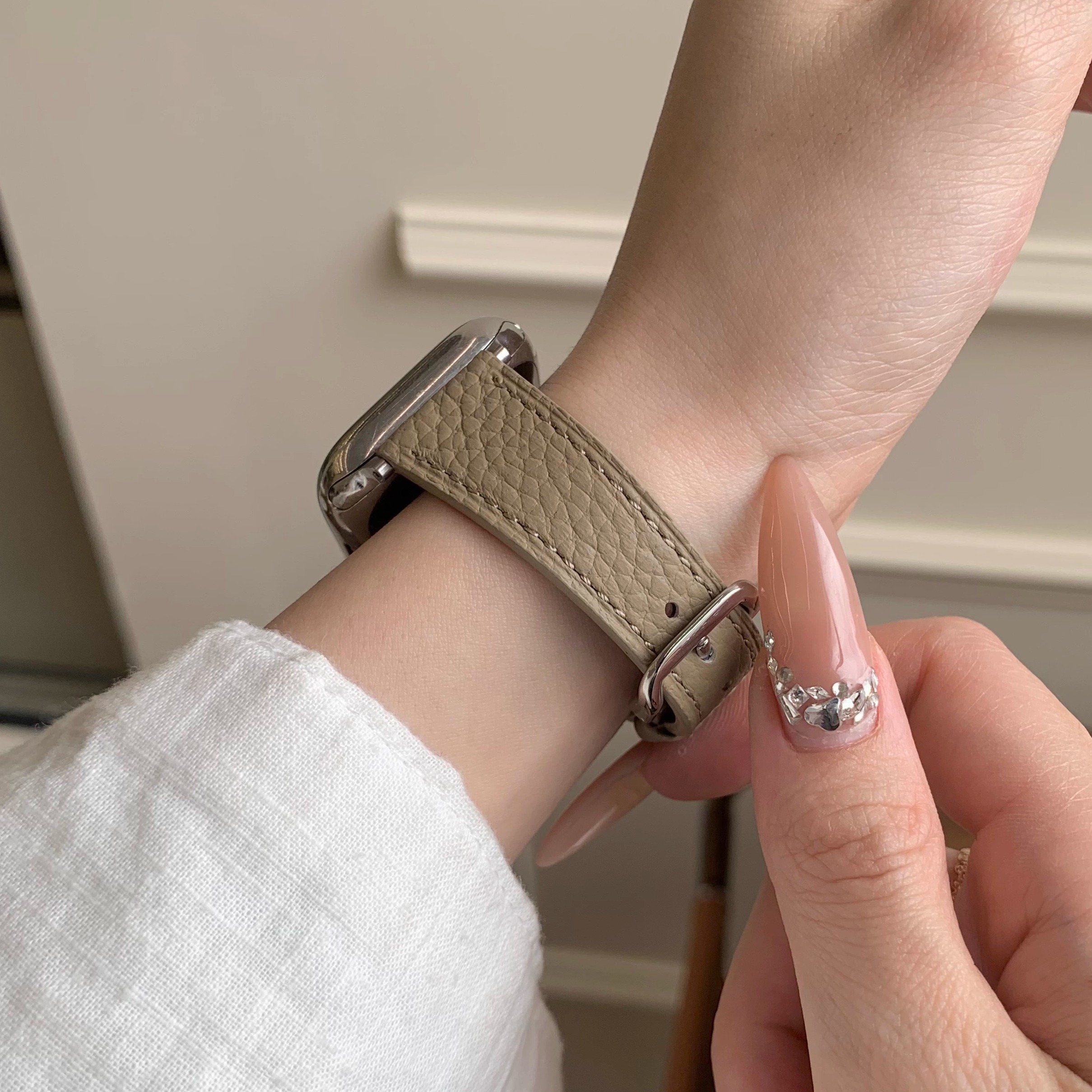 荔枝纹柔软真皮款适用iwatch表带