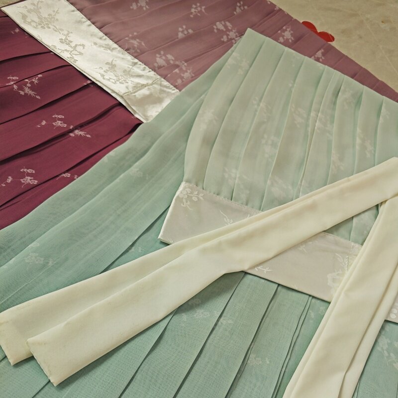 七椀居原创汉服半身裙夏季日常襦裙齐腰渐变百搭褶裙4.5摆雪纺