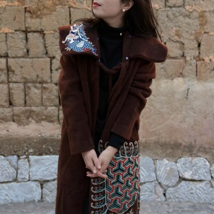 【慢慢亦漫漫】民族风老绣毛呢外套 老绣毛呢宽松大外套