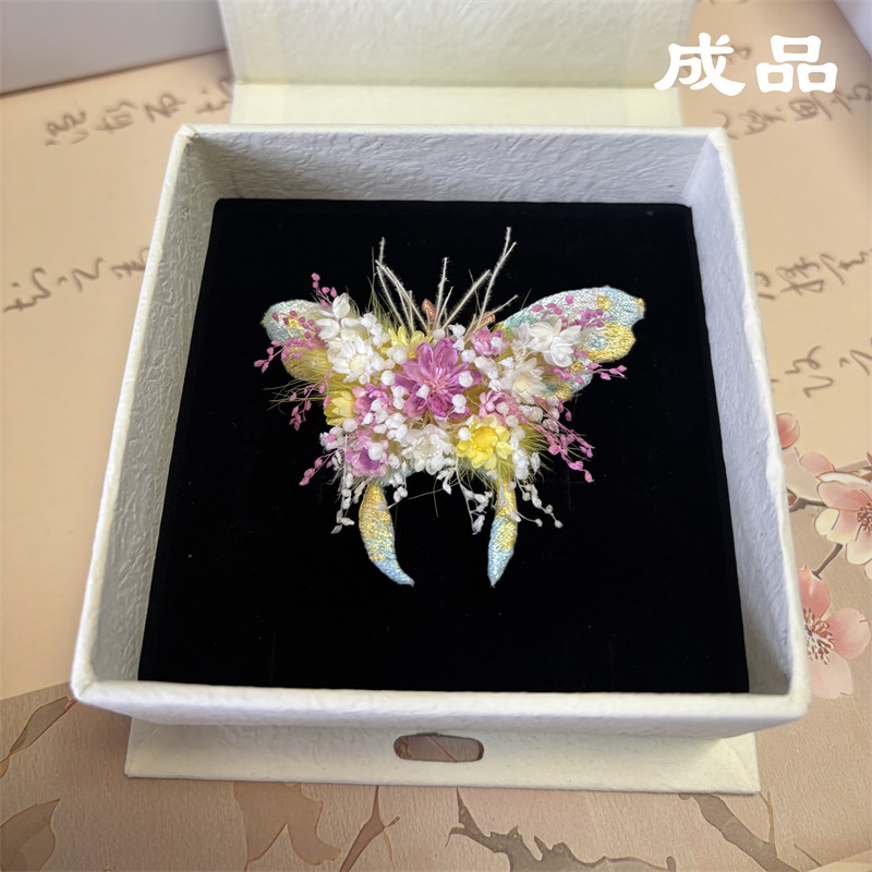 永生花戒指原创成品紫色蝴蝶款胸花户外婚礼情侣对戒小众设计指环图片