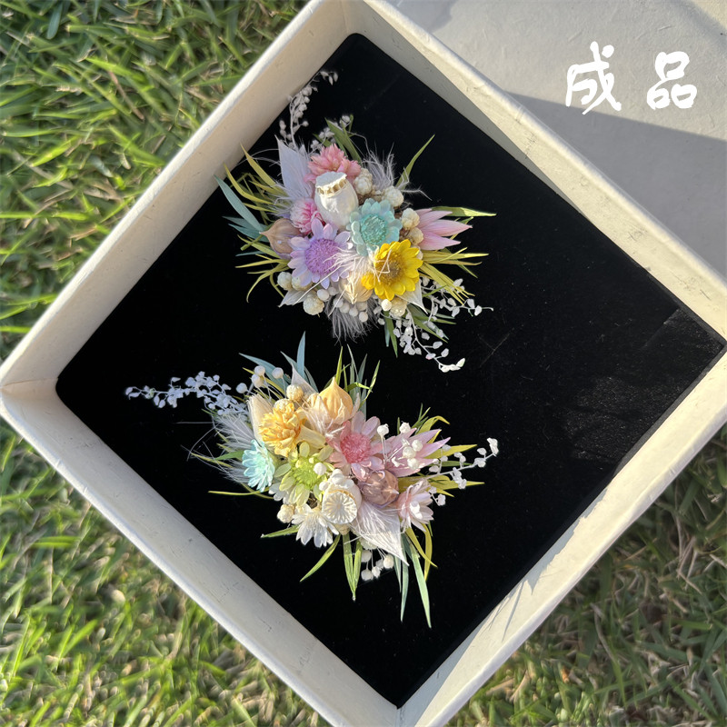 原创成品永生花戒指花朵戒指求婚订婚情侣对戒创意小众设计指环图片