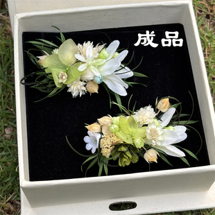 网红原创同款 结婚订婚戒指仿生花对戒 森系成品永生花戒指高级新款