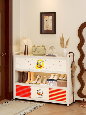 雅图诗钢制鞋柜家用门口入户金属铁艺带门鞋柜一体靠墙铁皮收纳柜