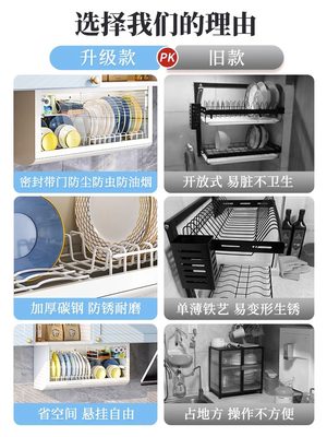 厨房碗架置物架壁挂式沥水架碗碟碗筷收纳盒放碗盘餐具防尘碗柜子