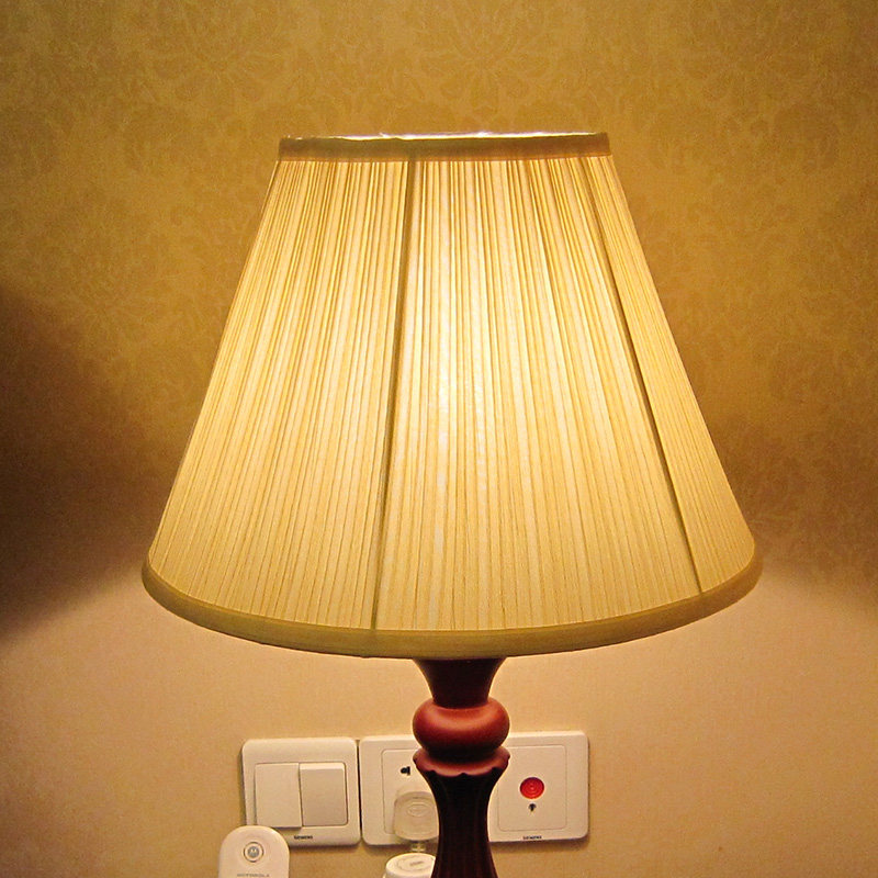 美式欧式黄色布艺圆形灯罩客厅卧室书房床头酒店家居台灯落地灯罩