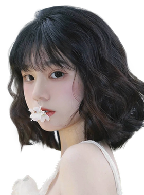 假发女短发真发全真人发波波头可爱羊毛卷自然蕾丝无痕整顶假发套