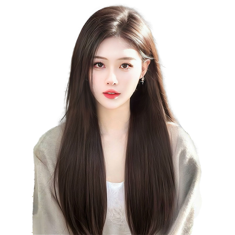 假发女长发真发全真人发丝蕾丝递针自然无痕八字刘海全头套式假发