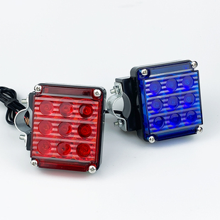 巡逻车方灯方形前灯红蓝爆闪警示灯摩托车电动车改装尾灯闪光灯