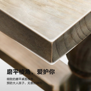 乡村长条桌靠墙实木餐桌吧台桌阳台靠窗窄桌家用窗边高脚桌子 美式