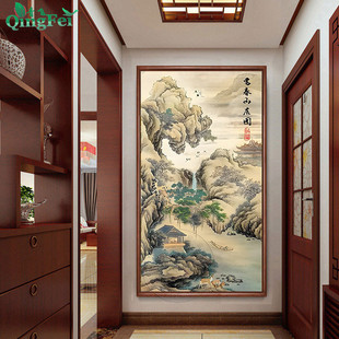 热销青飞布印精准富春山居图竖版十字绣2022新款线绣客厅大副风景
