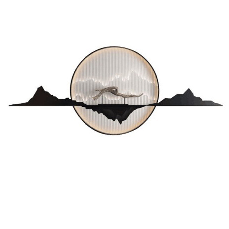 新中式软装金属假山壁饰客厅过道墙面装饰挂件墙上装饰品墙饰批发