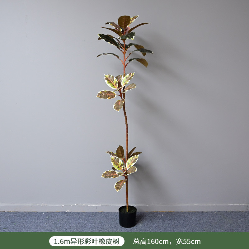 仿真橡皮树网红假绿植盆栽彩叶玉兰造型植物商场橱窗摆件厂家直售