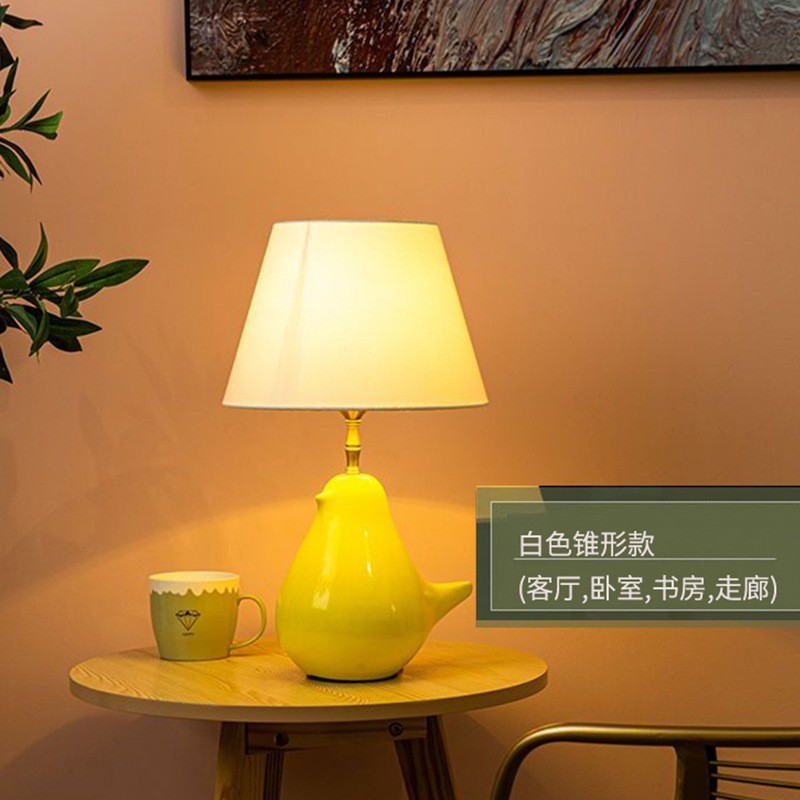 卡通小鸟床头灯批发台灯现代简约卧室氛围布艺装饰床头台灯氛围灯