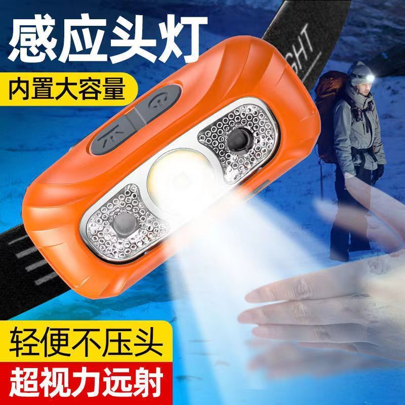 强光头灯充电超亮头戴式照明灯超长续航感应户外夜钓鱼家用手电筒