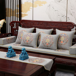 红木沙发坐垫中式实木家具垫子乳胶海绵罗汉床套罩座椅垫加厚靠背