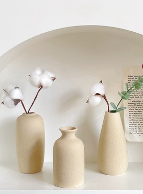 北欧ins陶瓷花瓶白色素瓶磨砂小花器简约家居客厅插花器艺术摆件