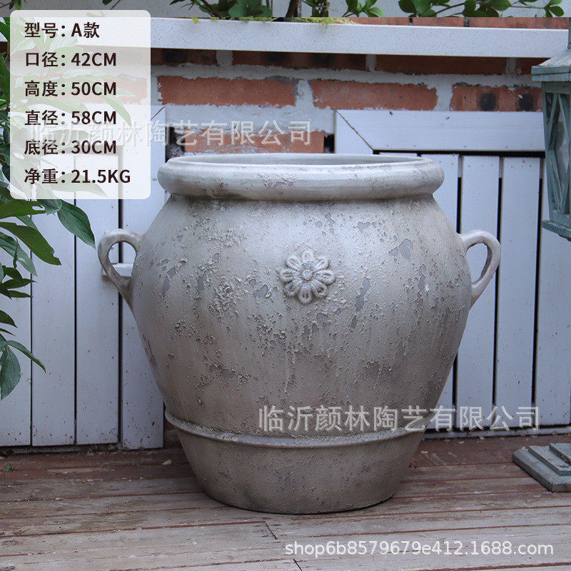 欧式仿古陶罐红陶盆户外花园绿植庭院罗马风盆园林景观装饰陶盆大