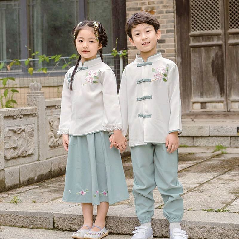 儿童民国风服装小学生中国风唱服男国学服诗朗诵班服
