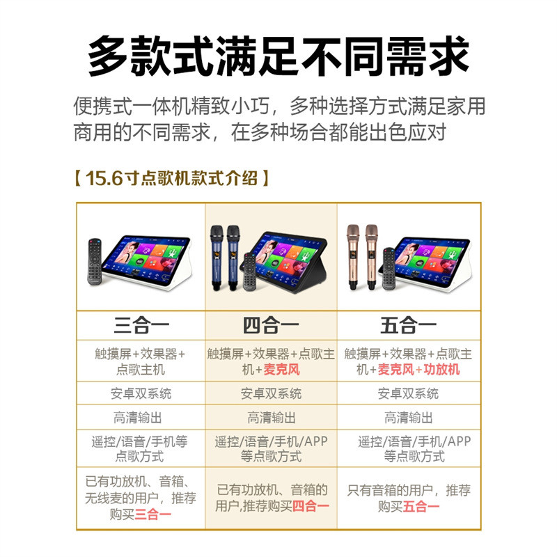 热销inandon音王点歌机触摸屏话筒五合一一体机功放混响家庭ktv点